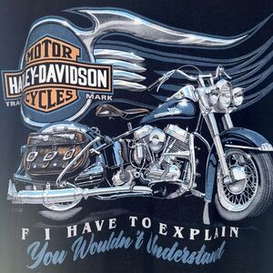 Harley-Davidson Black Short-Sleeve Tee with Blue Motorcycle Graphic